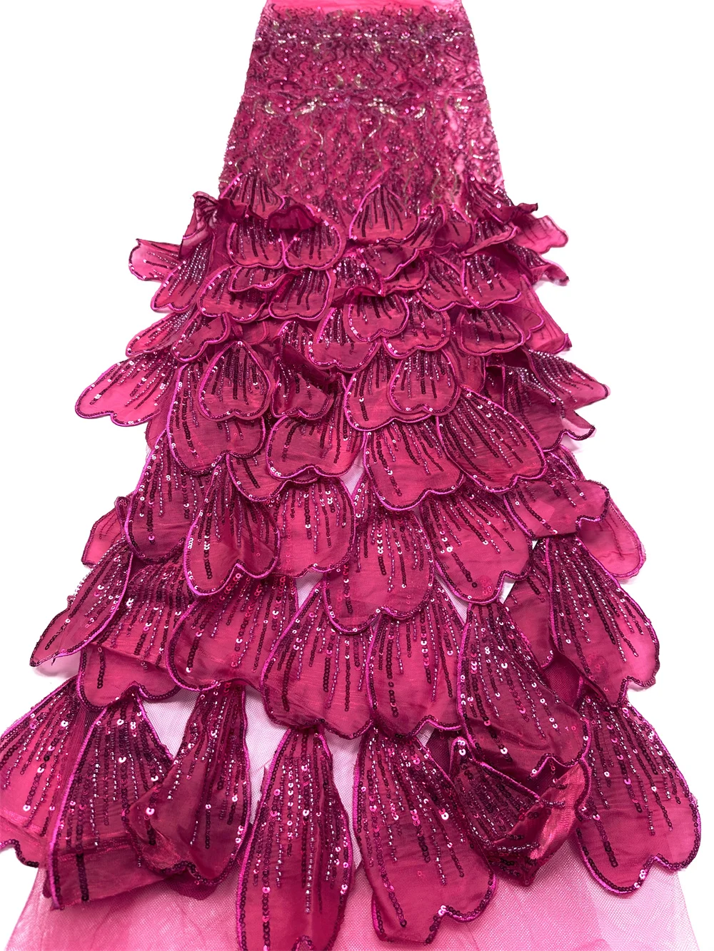 

Elegant Lace Fabric 2026 High Quality French Flower Sequins Embroidery Beads Tulle Lace Fabric For Party Wedding Dress 5 yards