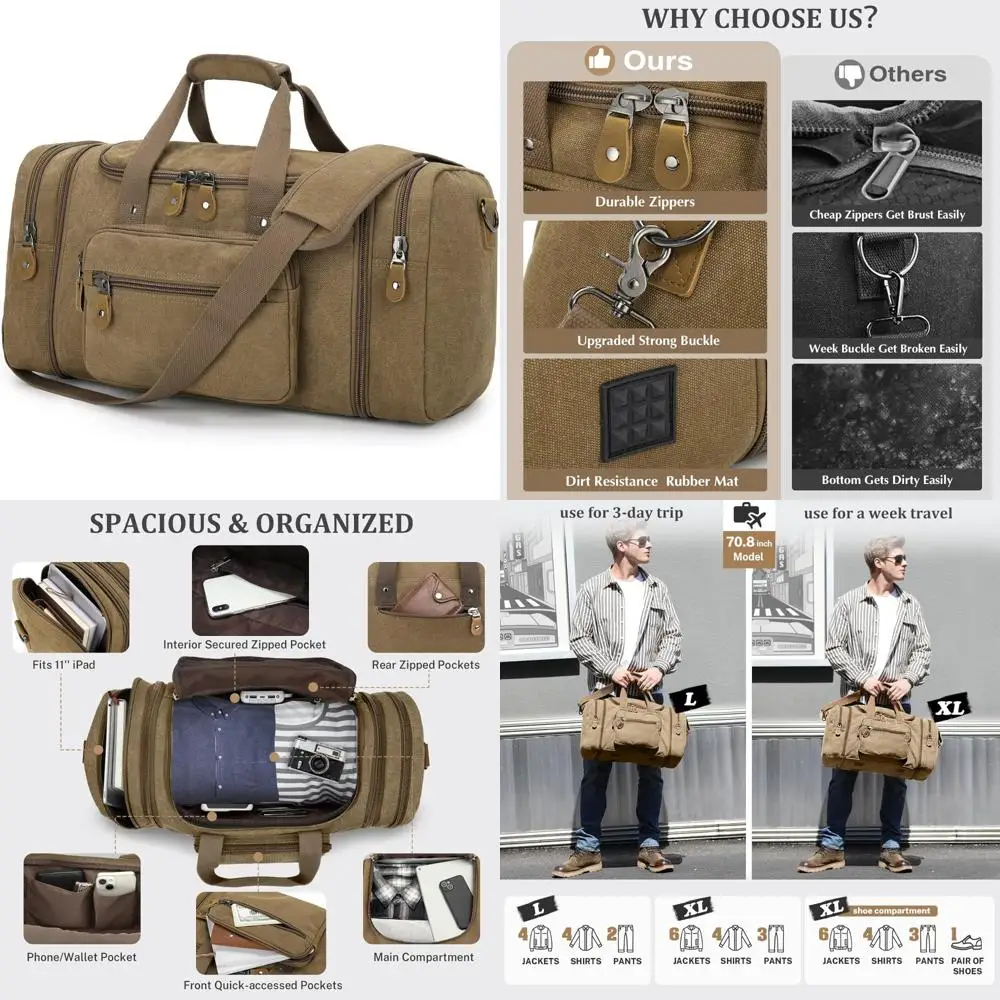 

Travel Duffel Bag 60L Weekend Overnight Bag for Coffee Lovers