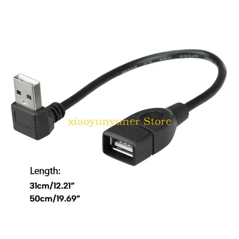 P9JB USB Port Extender Hub Data Daya kabel daya 90 ° Down/UP USB2.0 Kabel Ekstensi Kabel Kabel Pria ke Black Wanita