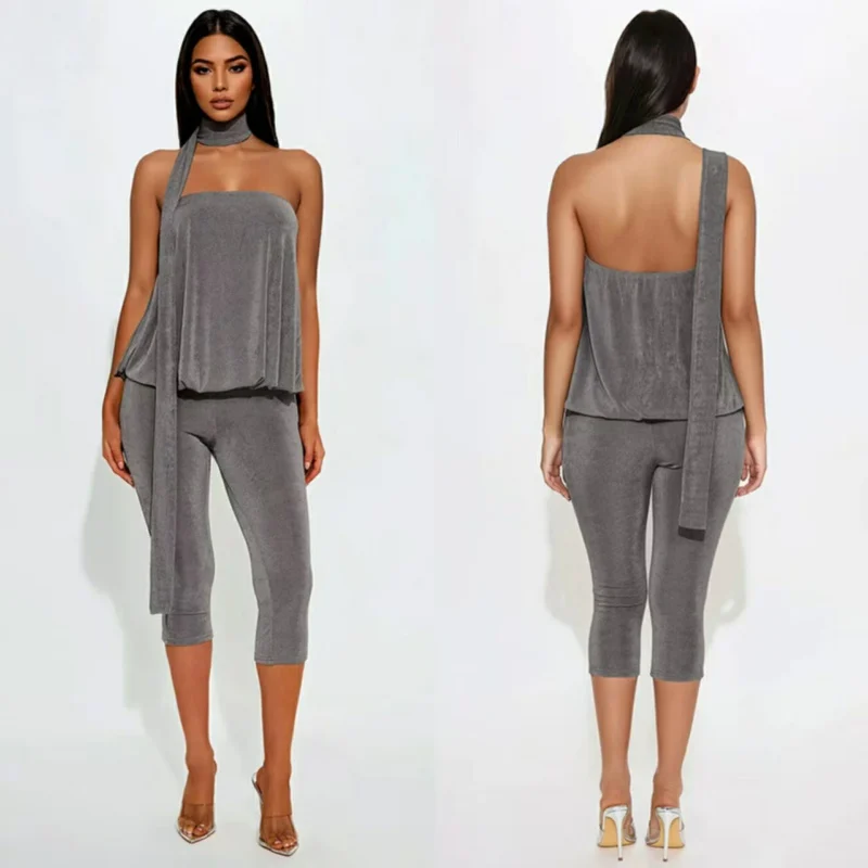 

Strapless Off Shoulder Top Tight Shorts Woman Sleeveless Jumpsuit Women Backless Jumpsuits Fashion Female Clothes