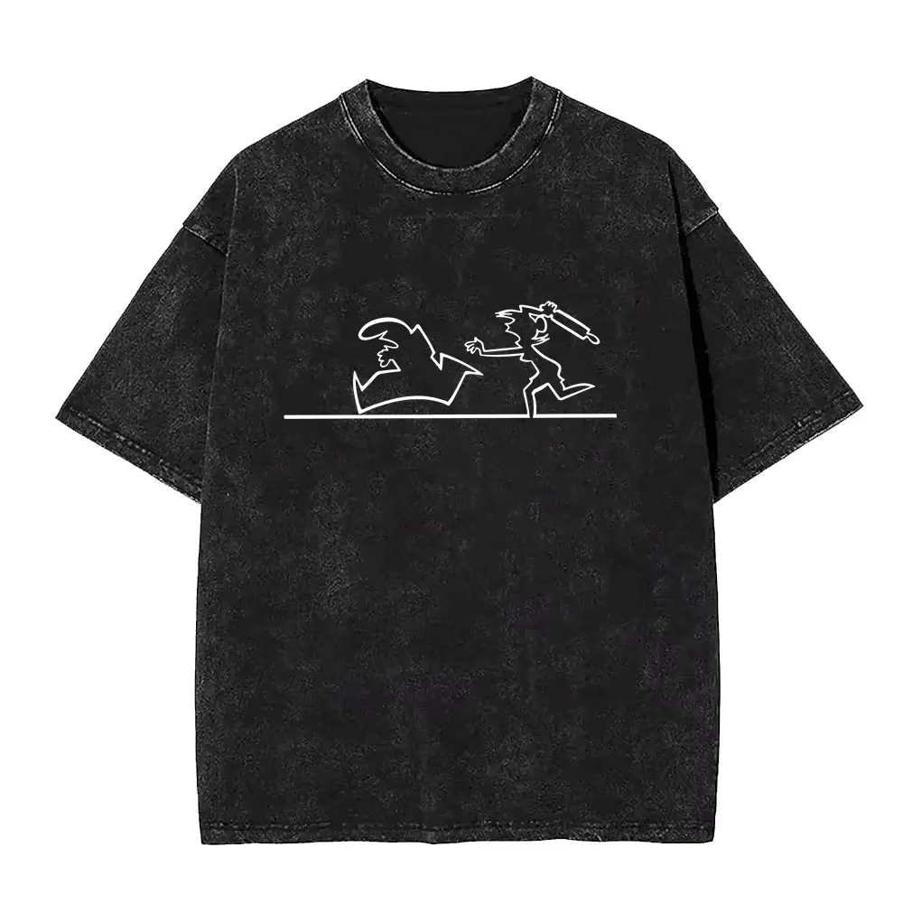 

Washed Vintage Osvaldo Cavandoli La Linea on The Run Funny Graphic T-shirt Men Women Anime Oversized Short Sleeve Tops T Shirts