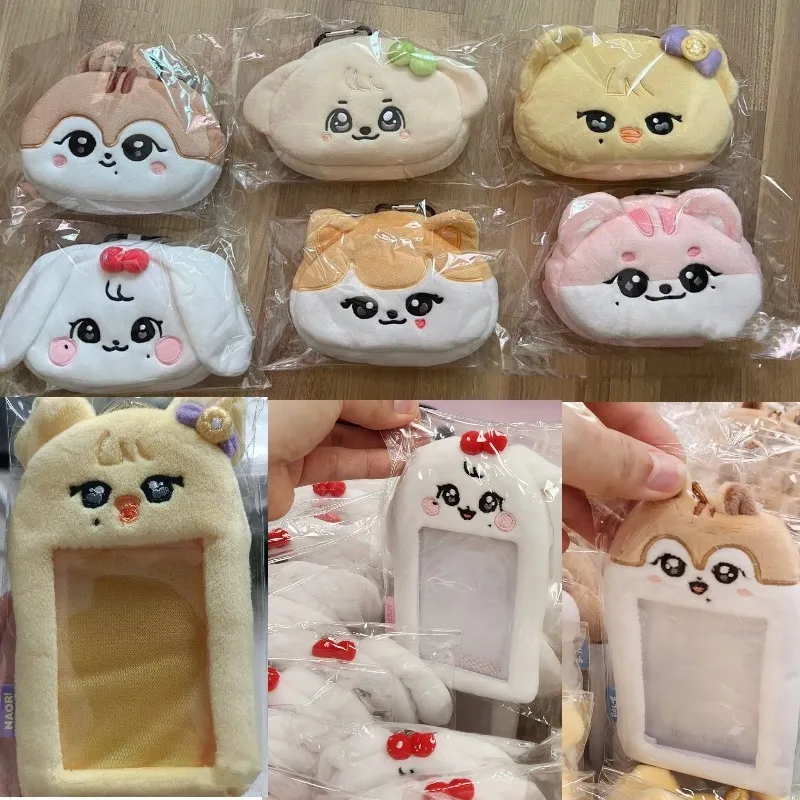 Kpop  Cherry Plush Cosmetic Bag Card Holder Cartoon Jang Won Young REI GAEUL Plushies Cute Stuffed Plush Toy For Fans Gift