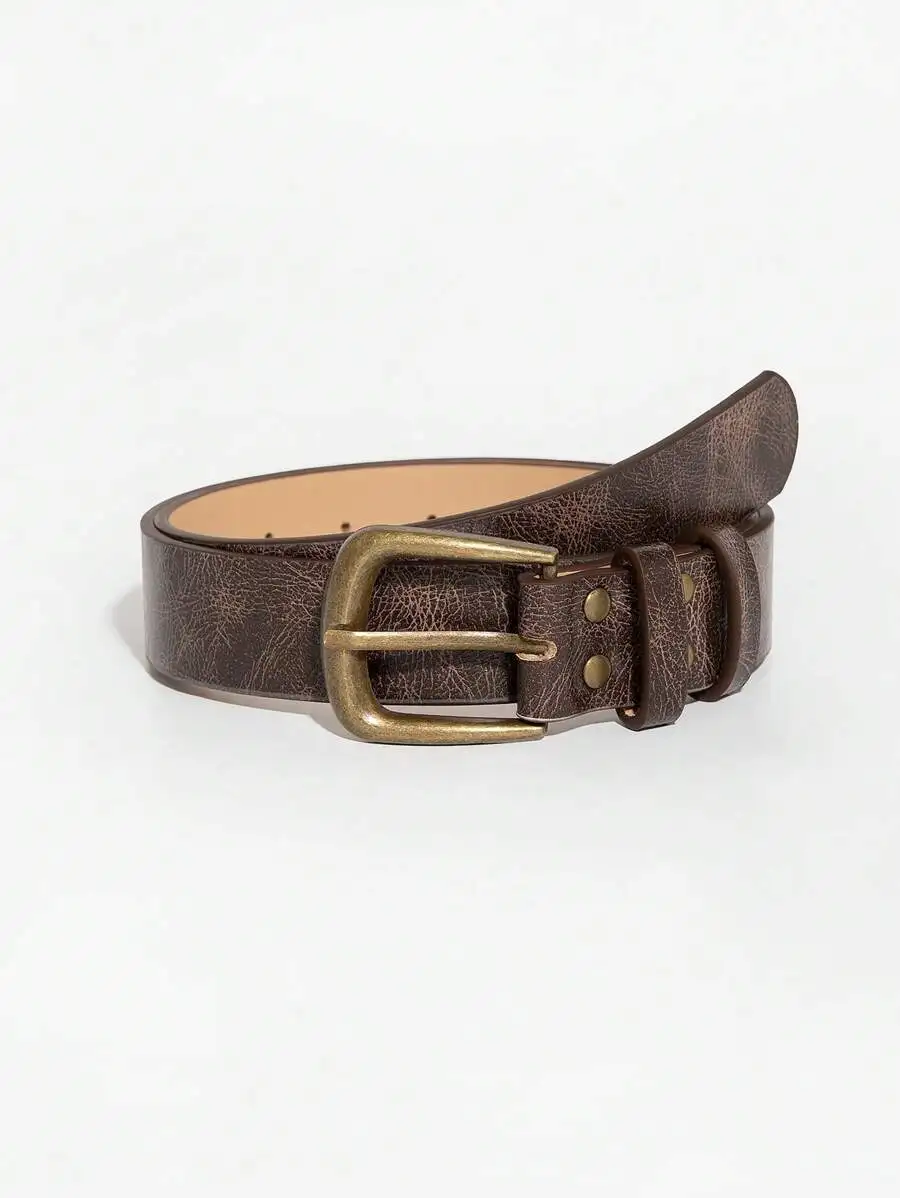 

Womens Rectangle Buckle Retro Leather Belt For Autumn Winter Everyday Use