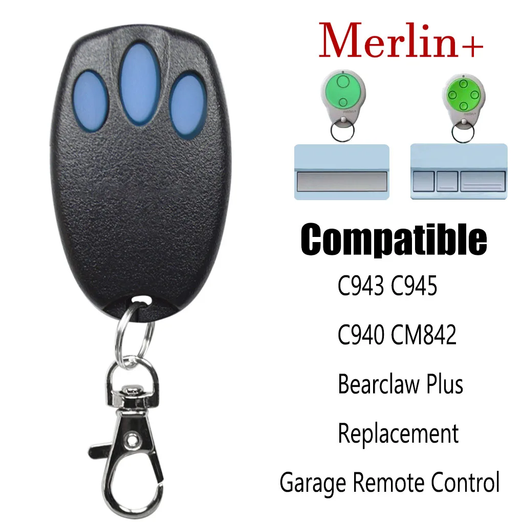 Merlin+433.92MHz  MERLIN C945 C943 C940 C840  Dynamic Code Garage Door Opener Barrier Remote Keychain
