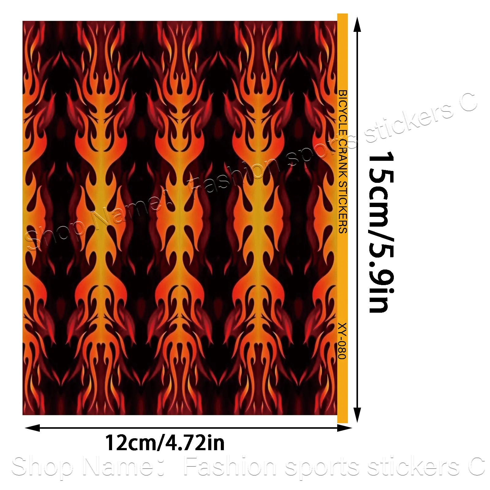 1 Set Red Flame Pattern Waterproof Vinyl Crank Arm Stickers, Decals for MTB Road Bike