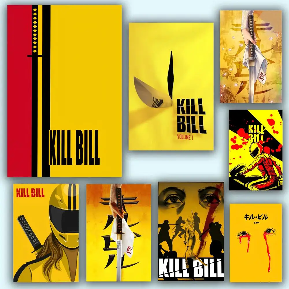 K-Kill Bill Movie Poster Stickers HD Painting Self-Adhesive Art for Bedroom Living Room Home Decor Modern Wall Decals Gift