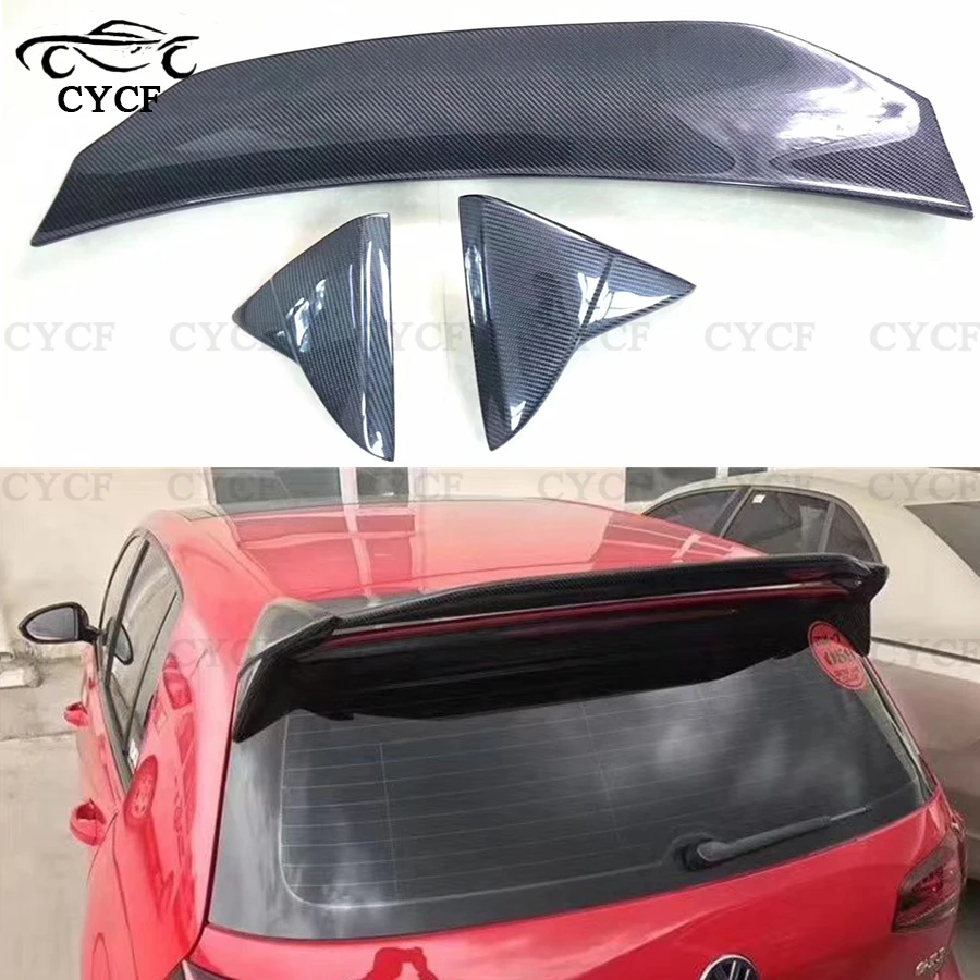 For Volkswagen VW Golf 7 7.5 VII MK 7 7.5 GTI R Carbon Fiber Spoiler Tail fins Rear Trunk Guide Wing Rear Wing Body Kit