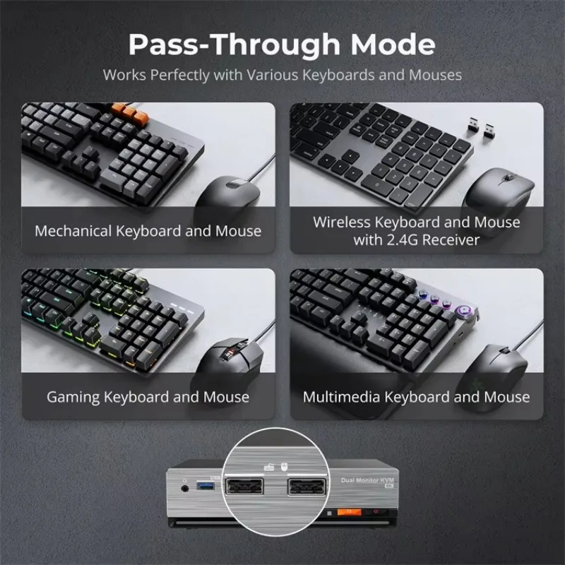 TESmart HDMI 2.1 Dual 8K60HZ KVM Switch Dock da gioco per 2 PC e 2 monitor Supporto VRR FVA ALLM EDID HDR 2x2 KVM Switch