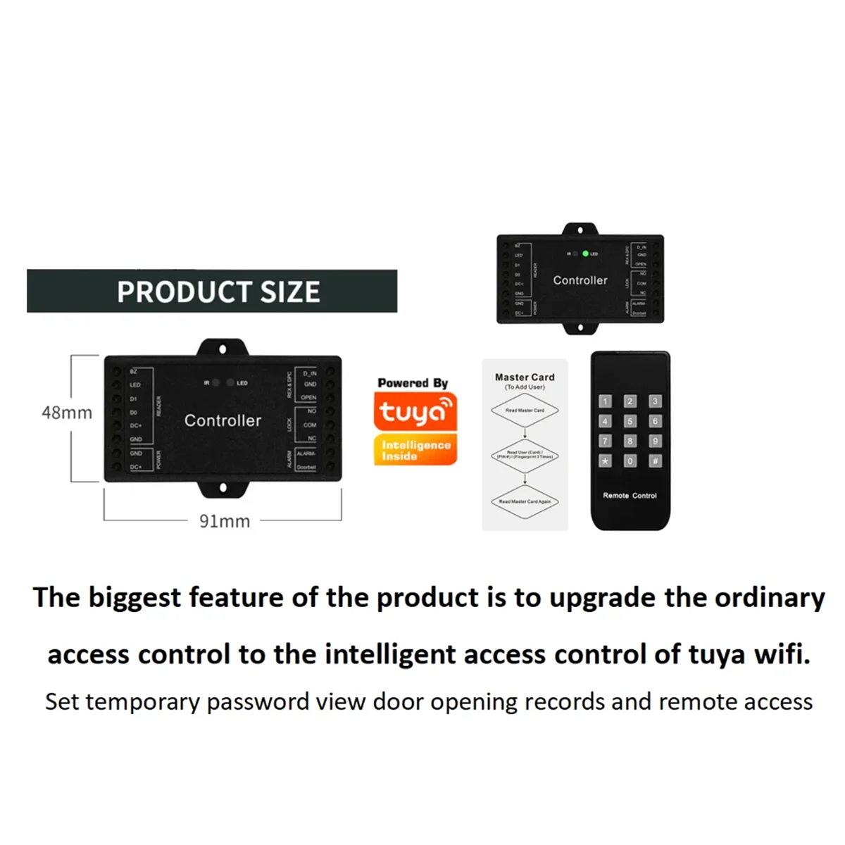 TUYA Wifi Controller Single Door Remote Control Access Control Board Panel 12V Wiegand 26-44 Bits Input 1000 User