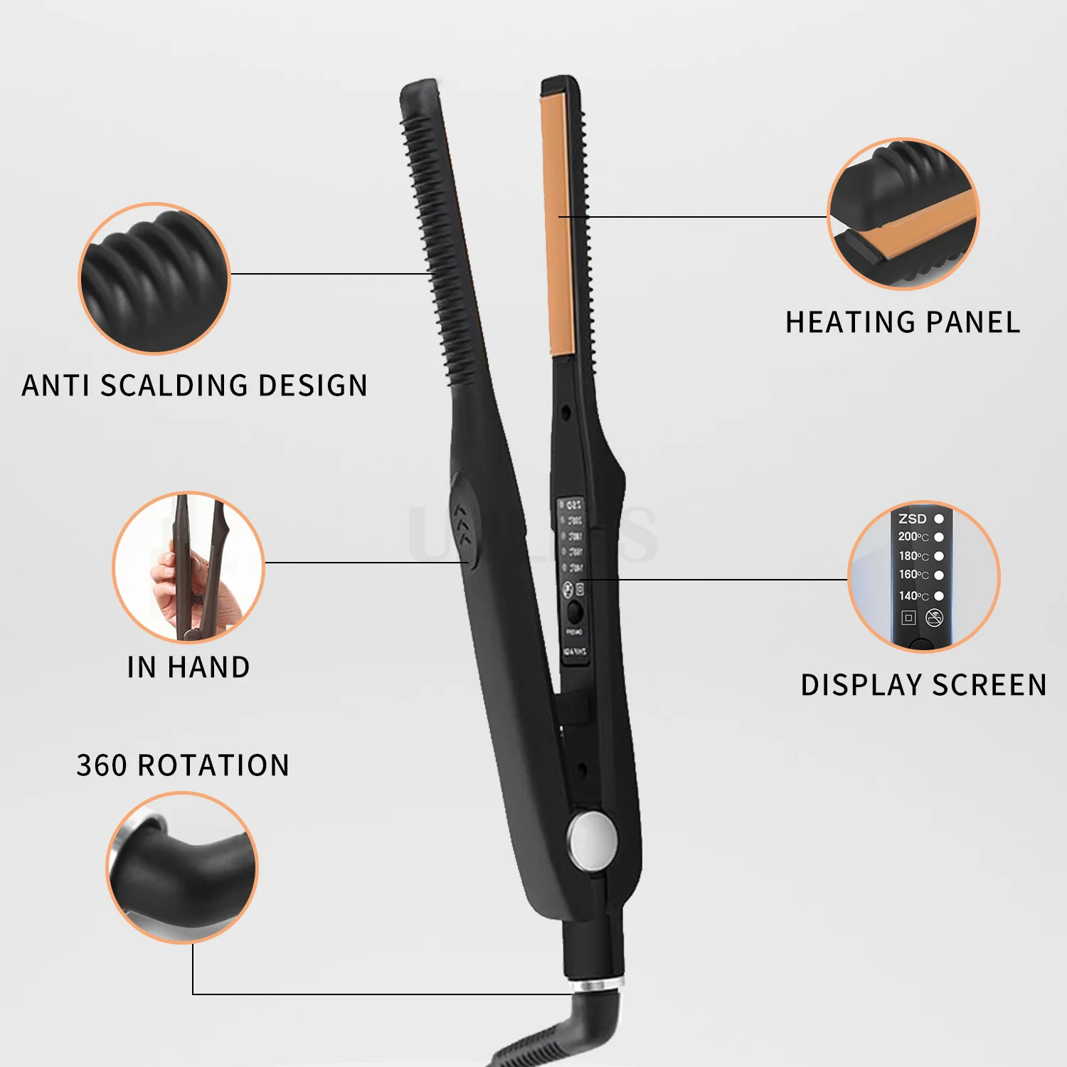 2 In 1 Hair Straightener & Curler Small Flat Iron Professional Ceramic Flat Iron For Short Hair Women And Men Beard Straightener