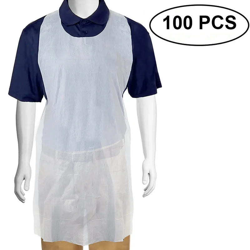 100pcs/set White Disposable Cleaning Apron Transparent Easy Use Kitchen Aprons For Women Men Kitchen Cooking Apron/Gloves