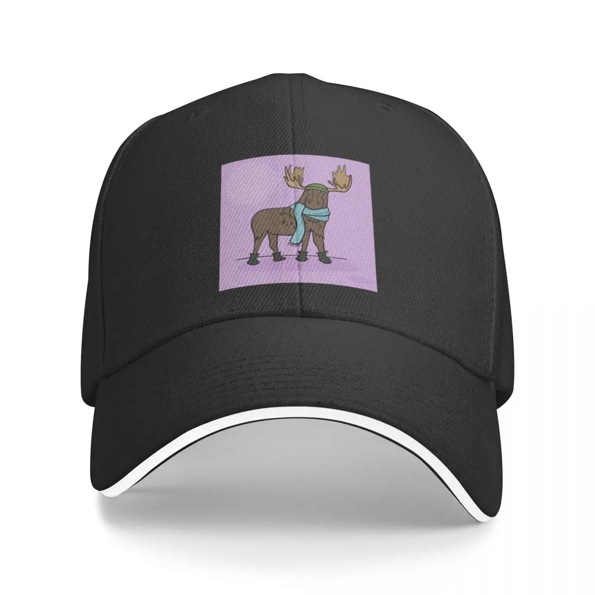 

Winter Moose in a Scarf Baseball Cap Bobble Hat Hat Luxury Brand dad hat Men's Hats Women's