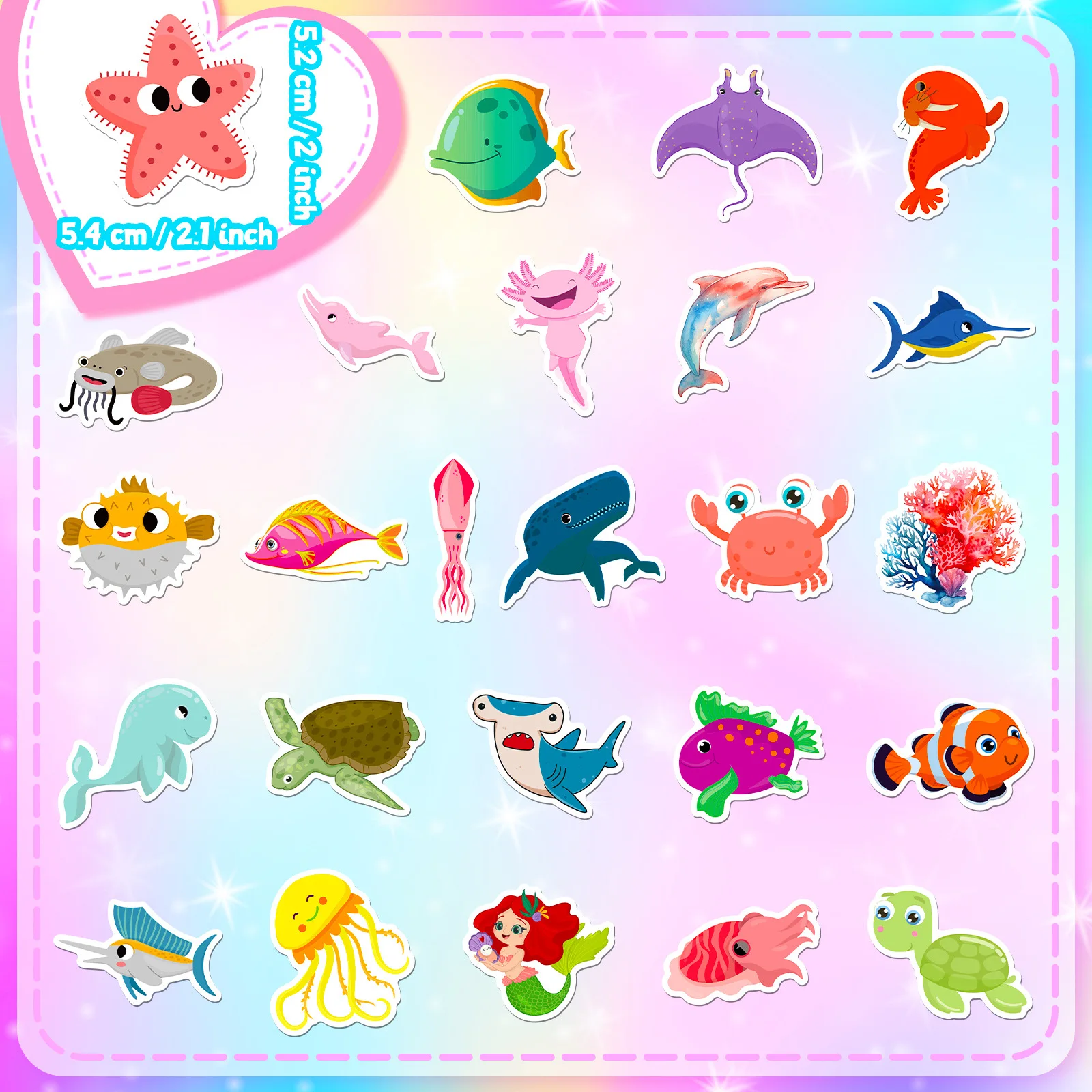 50Pcs Marine Life Stickers Aqu - Marine Life Aquariums ulasan dan harga