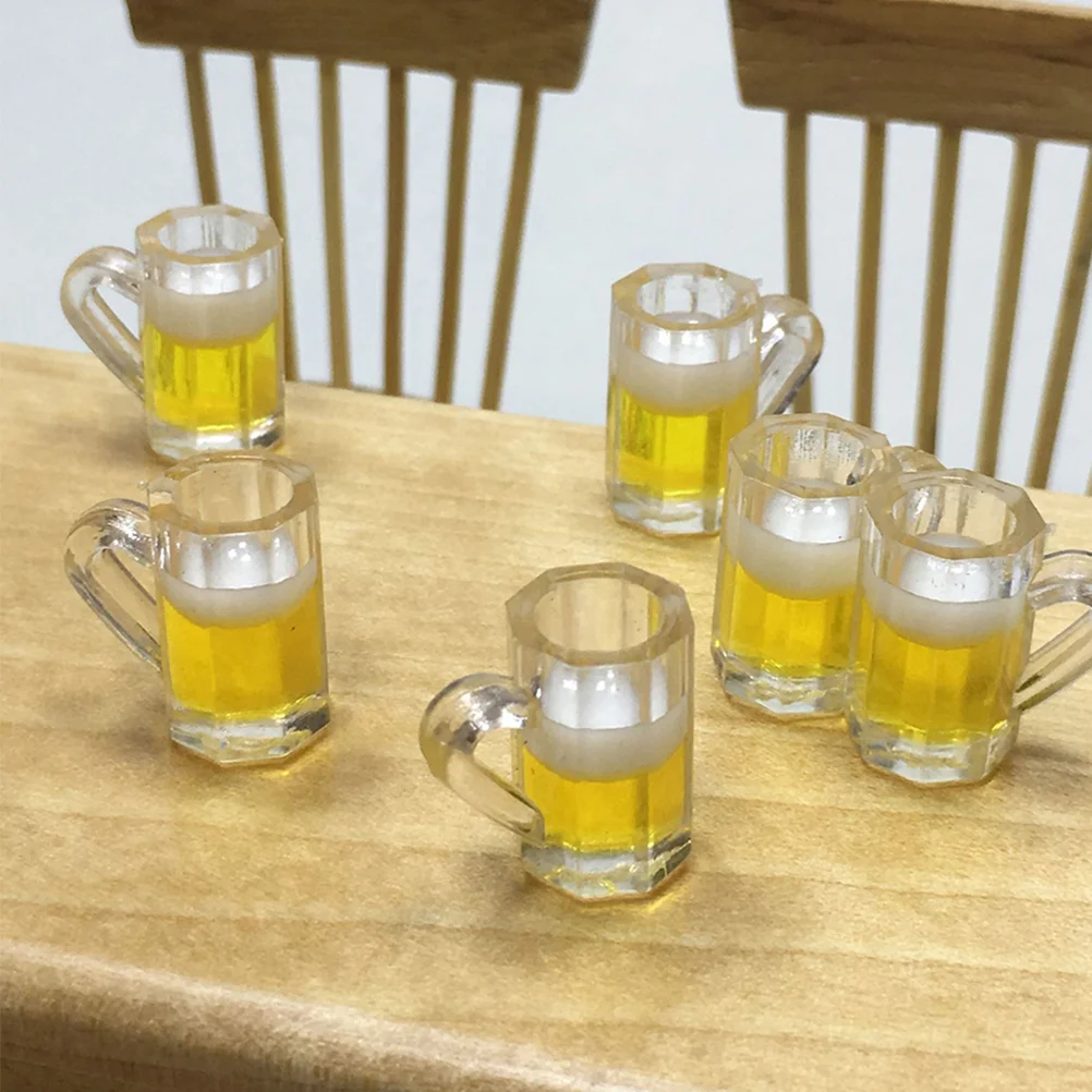 20 Pcs Plush Beer Glass Ornaments Mini Mugs Model Micro Landscape Decor Accessories House Miniature Travel