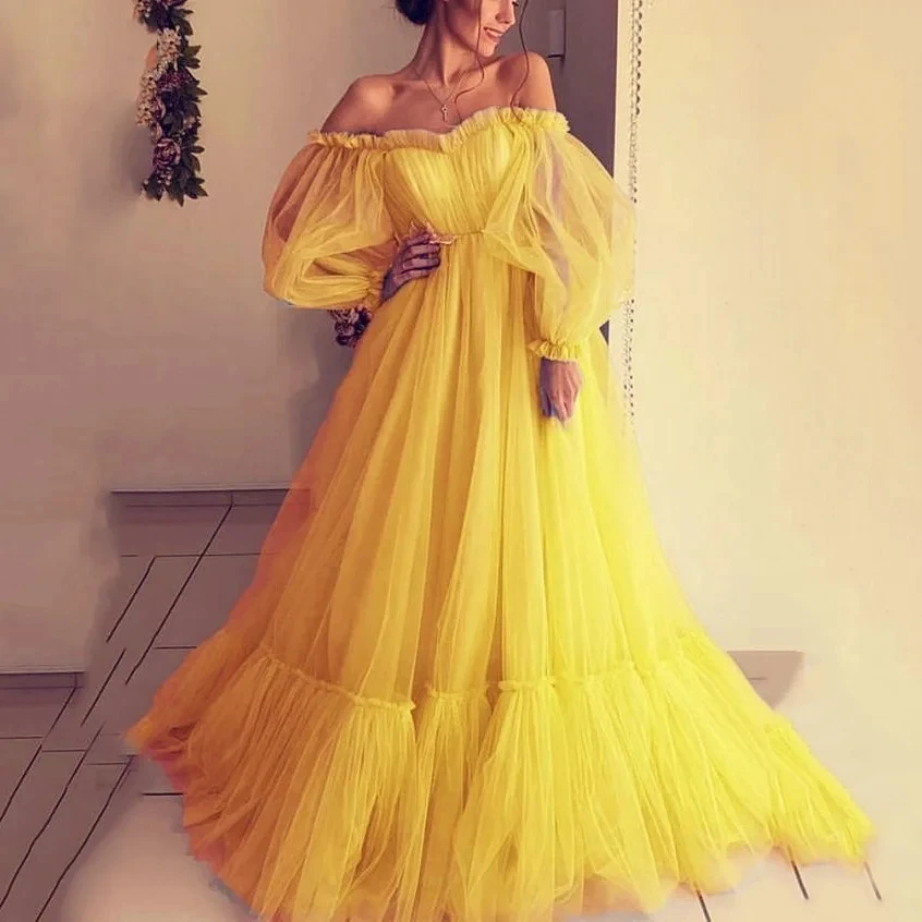 

2025 New Tube Top Bubble Sleeves Multi-layer Tulle Tutu Skirt Wedding Dress Evening Dress Women's Temperament Elegant Slim Thin