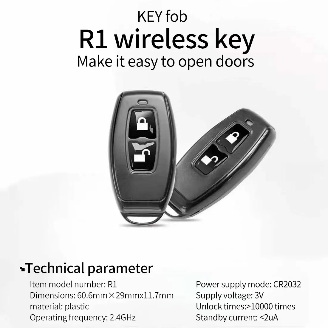 TTlock Remote Control Key Fob R1 For TT Lock APP Devices 2.4GHz Wireless Smart IC Lock Unlock and Lock Entry Release Key Button