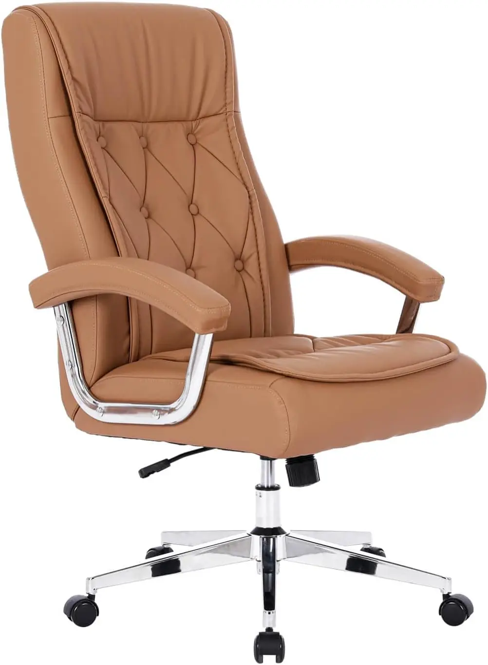 Leather Executive Office Chair with Arms and Wheels, High Back Ergonomic Computer Desk ChairAdjustable Height Swivel Office Desk