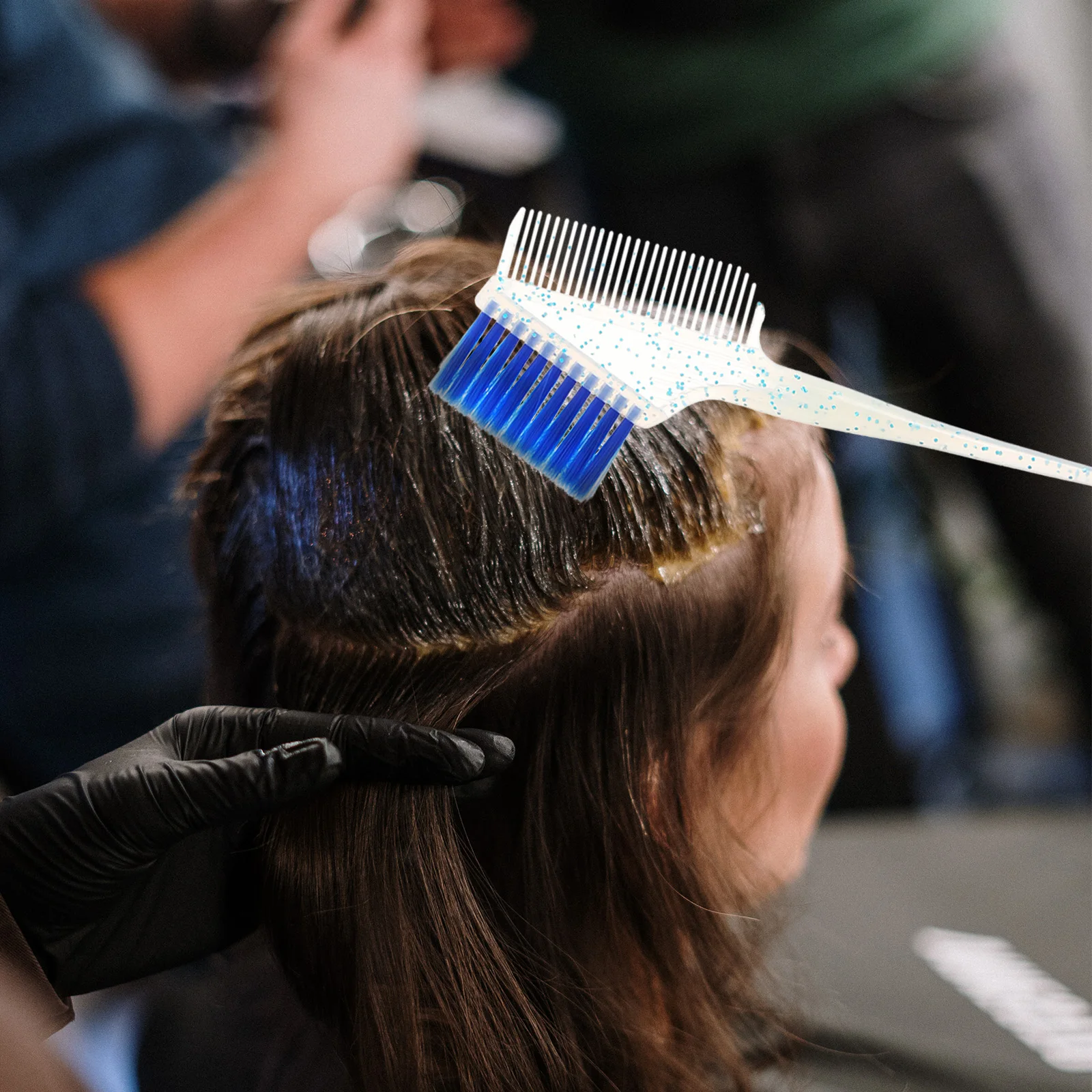 

Hair Dye Tool Blue Sequins Coloring Kit Nylon Wool Supply Foiling Tools Highlighting Comb Paddle Salon Use Hair Coloring Tools