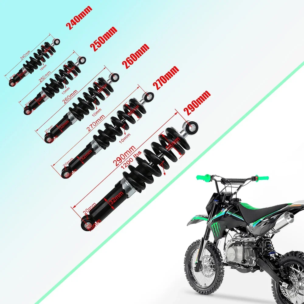 1200LBS 24/25/26/27/29cm Motorcycle Rear Shock Absorber Suspension Protection Dirt Pit Bike ATV Quad Buggy 10mm Eyelet