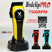 BRDCLIP BRD 619 Professional Barber Hair Clipper 7500RPM Precision Blades Base Charger LCD Display Haircut Machine Salon Use