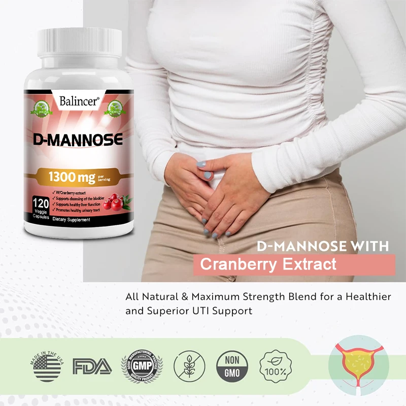 D-Mannose Supplement - Natural Urinary Tract Health Capsules, Maintain Urinary Tract Function and Reduce Urinary Frequency