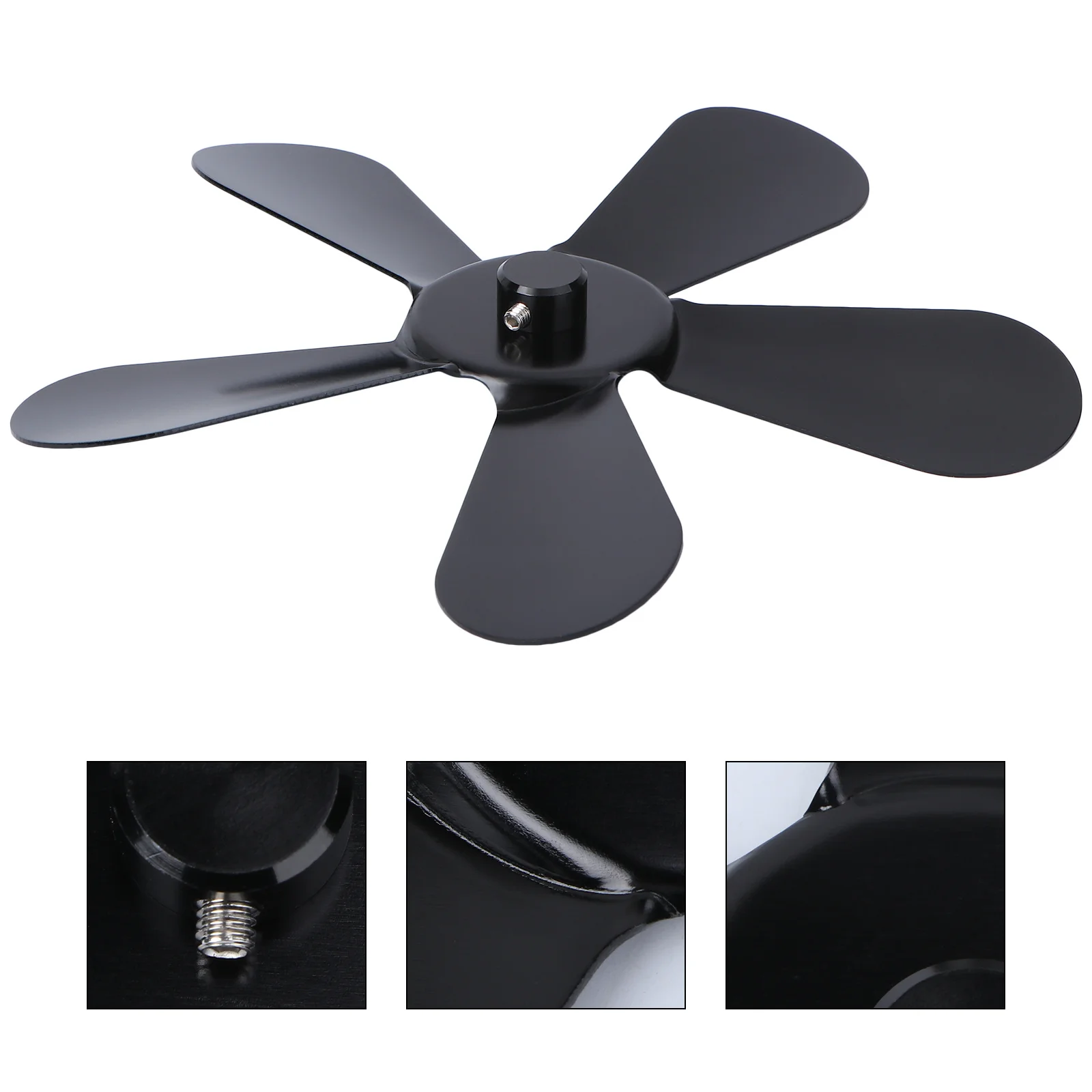 

1 шт., алюминиевый камин, черный, бесшумный, циркулятор теплого воздуха для дровяной печи, печи, лопасти вентилятора, металлический вентилятор