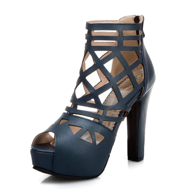 Summer Shoes Ankle Boots For Women High Heels Sandals Platform Cut-outs Black Red White Blue Party Dance Shoes Large Size 45 50