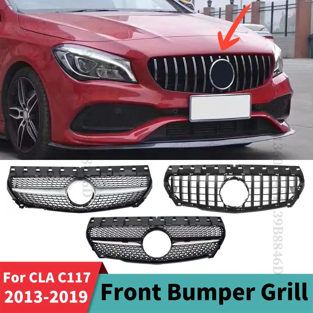 Body Kit Refit Front Grille Bumper Grill For Mercedes Benz CLA C117 W117 2013-2019 GT Diamond Style Part Tuning Accessories Kit