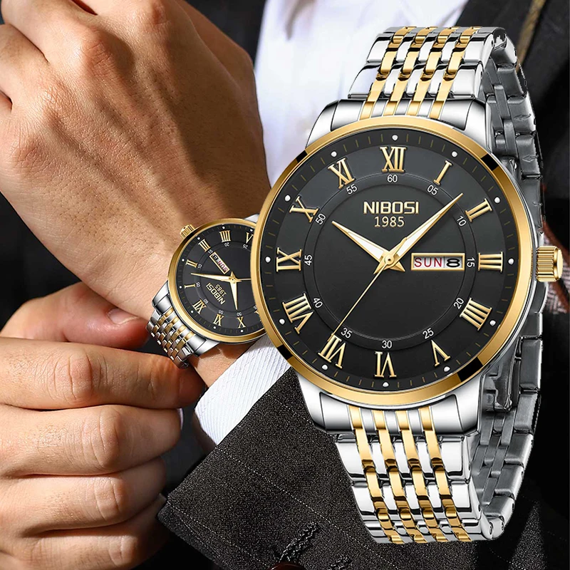 

NIBOSI New Men's Watches Top Brand Luxury Men Wrist Watch Steel Quartz Watch Sports Waterproof Male Clock Relogio Masculino+Box