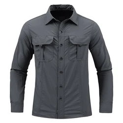 Quality Summer Plus Size Cargo Shirts Men Outdoor Multi-pocket ArmyGreen Waterproof Military Camping Fishing Long Sleeved Shirts