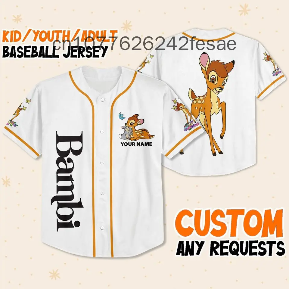 2024 New Thumper Rabbit Bambi Gray Black Beigei Patterns Disney Baseball Jersey