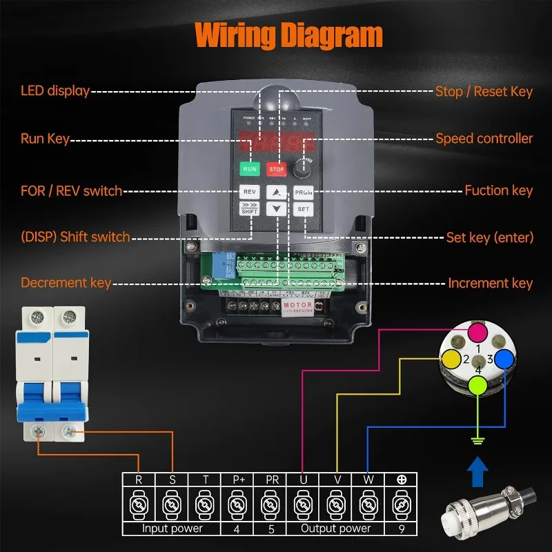 Spindle Motor Kit Water Cooled Spindle Motor Φ80mm ER20 400Hz 24000RPM+2.2KW VFD Drive Inverter 3HP+80mm Spindle Motor Mount