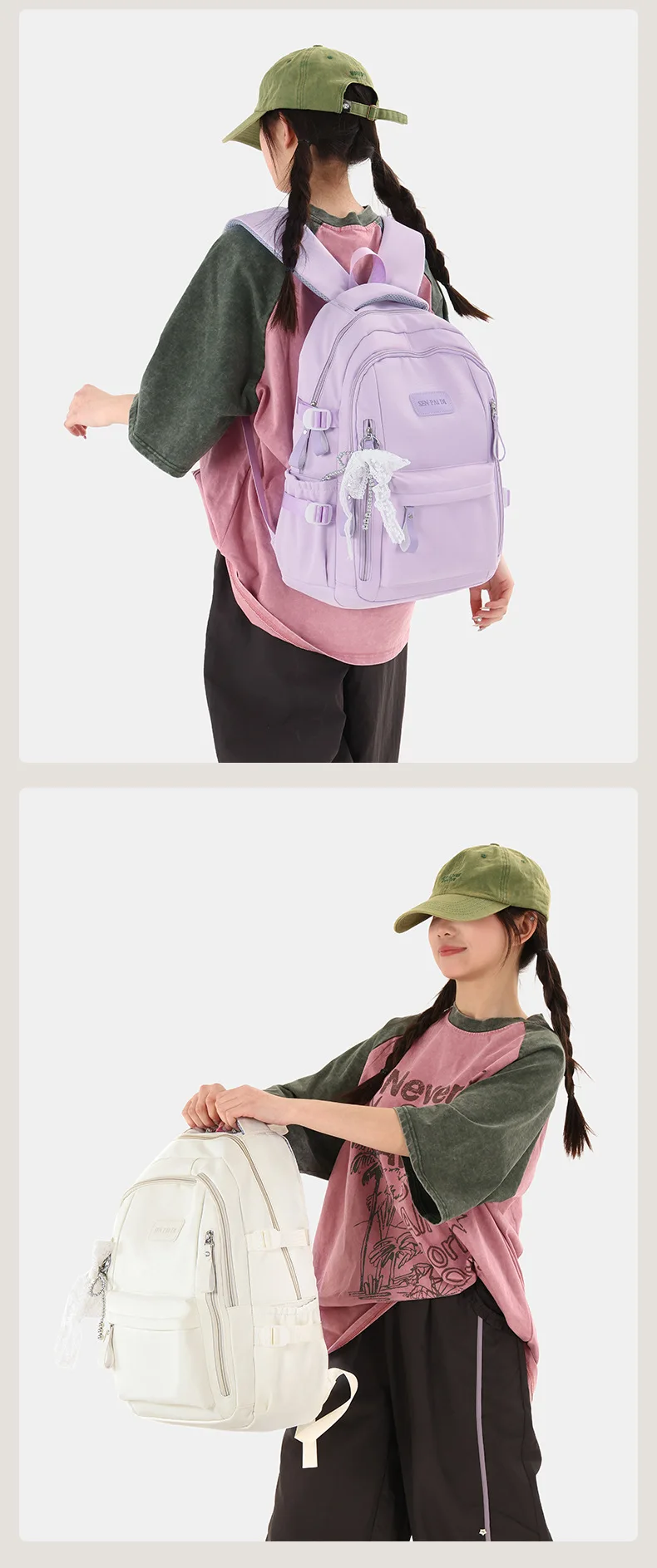 New Female High Capacity Waterproof College Backpack With Lace Pendant Trendy Women Laptop School Bags Cute Girl Travel Book Bag
