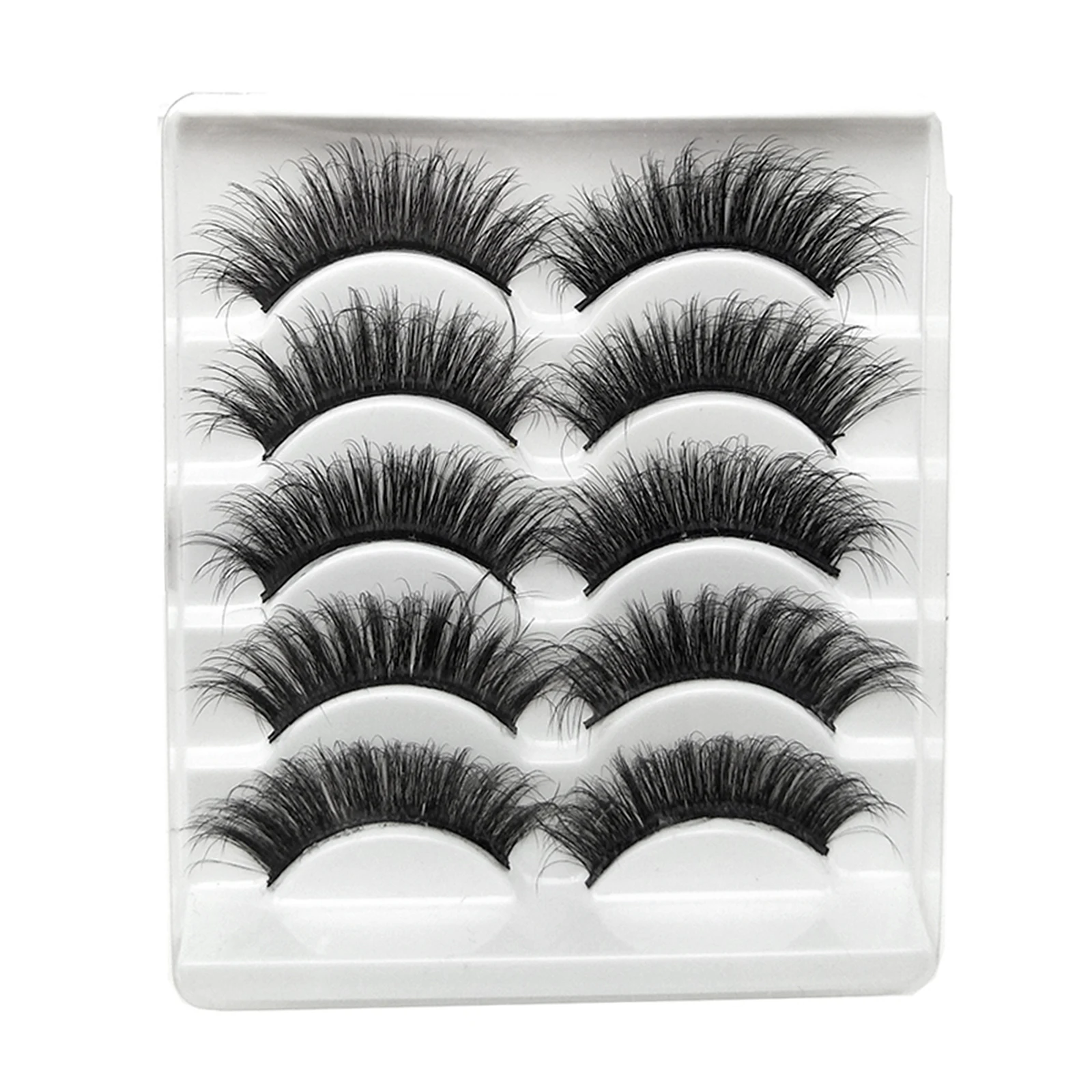 5 Pairs Fluffy 3D False Eyelashes Lightweight Thick Fluffy Multi-level Soft Lashes for Cosplay Makeup DIY Supply