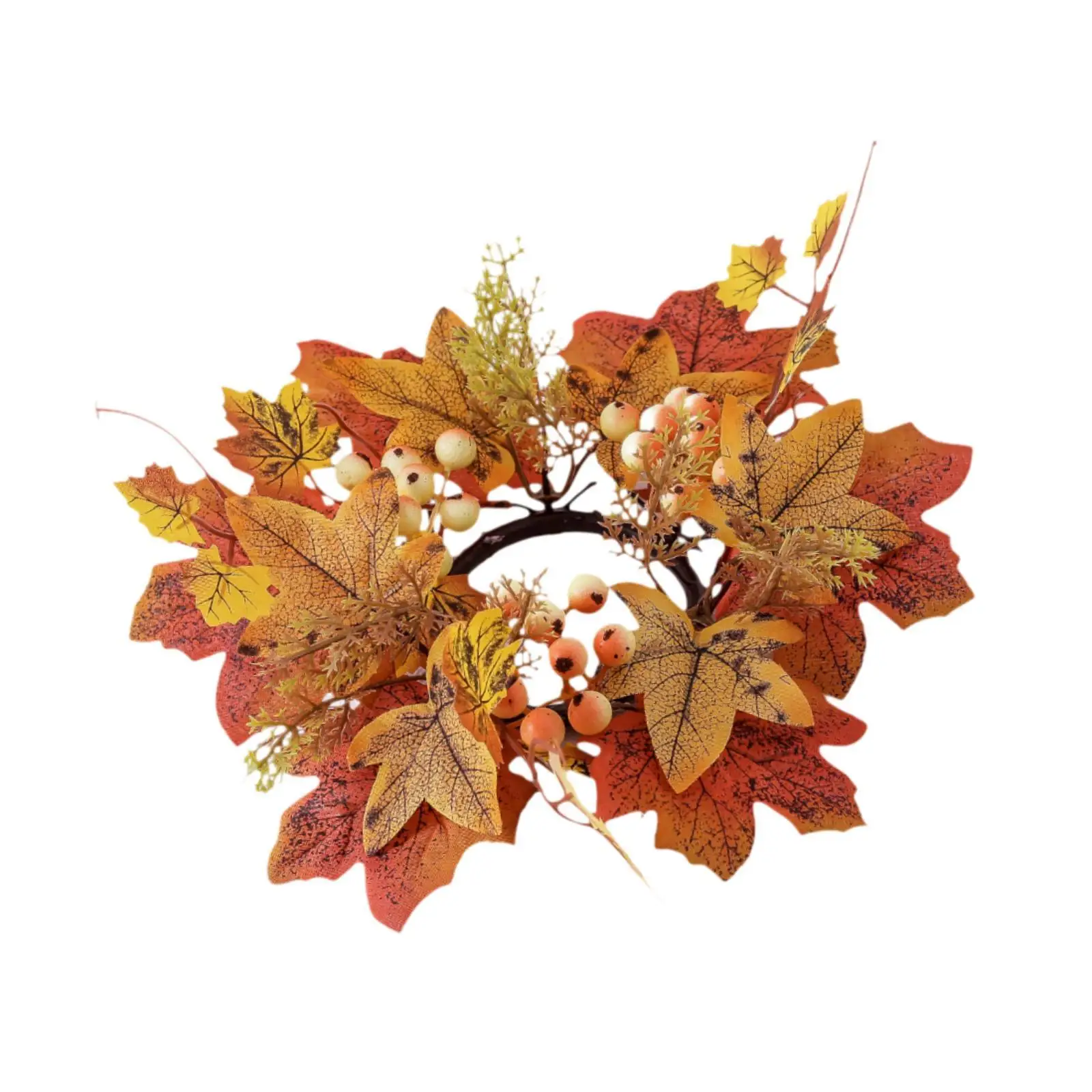Couronne de feuilles d'érable pour la fête de Thanksgiving, anneau de bougie d'automne pour bougies pilier, pour bar, table de festival, table de salle à manger de style campagnard