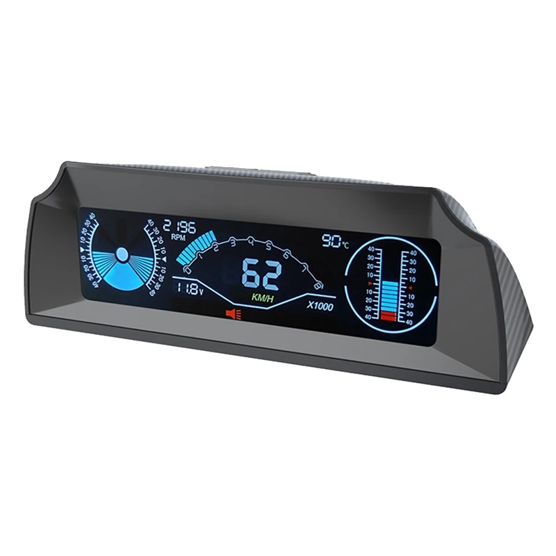 X90 Head Up Display On-Board Computer Display OBD2 Car Speedometer OBD Gauge With Tilt Pitch Angle Protractor Display