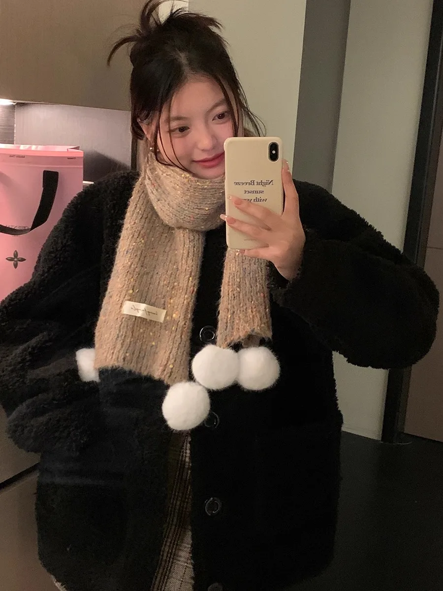 

Cute Rainbow Dot Scarf For Women New Winter Style Thickened And Warm Neck Warmer Versatile