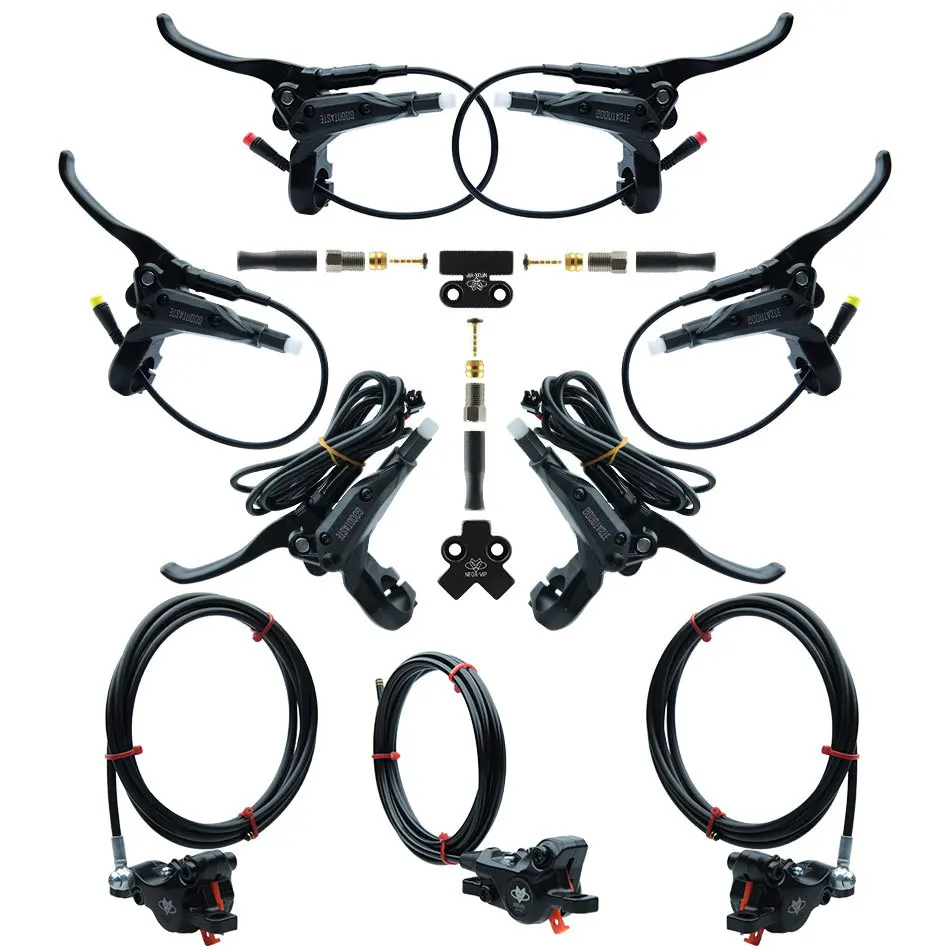 Tricycle Dual Disc Brakes One to Two Hydraulic Brakes Dual Calipers Three Way Power Off Brake Lever Controls 2 Lower Pumps