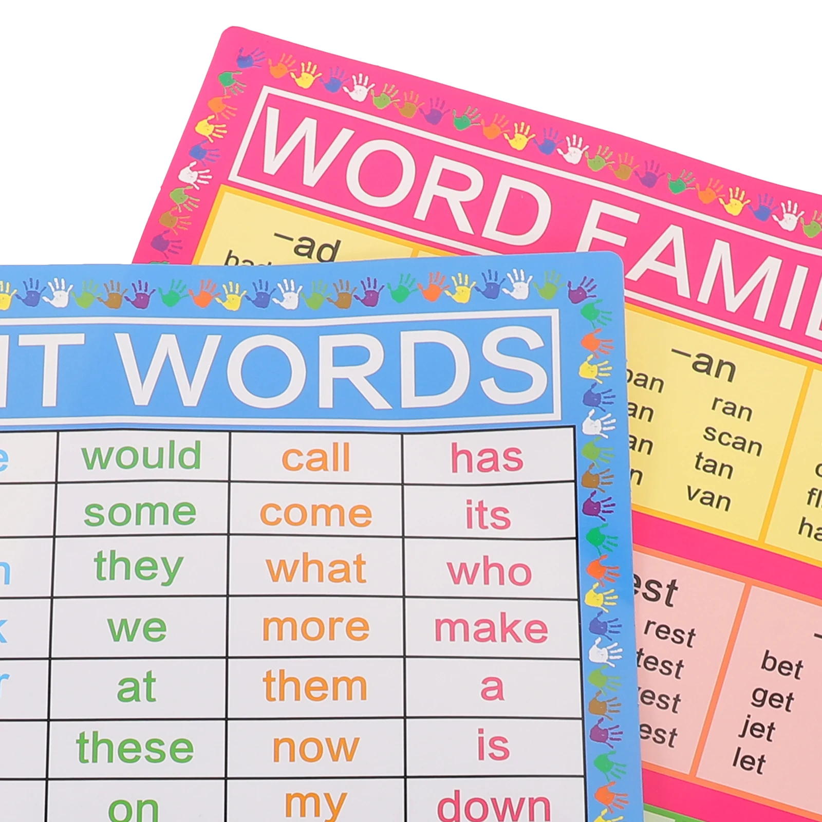 ورقتان من المفردات البصرية، ملصقات تعليمية، ديكورات ملونة زاهية، مستلزمات مدرسية منزلية للفصل الدراسي