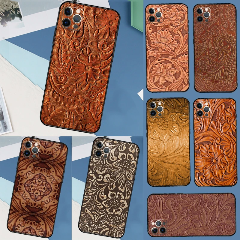 حافظة غربية مزودة يدويًا لهاتف آيفون 17 Air 13 16 15 11 12 14 Pro Max 13 mini XR 15 16 Plus 16e غطاء خلفي