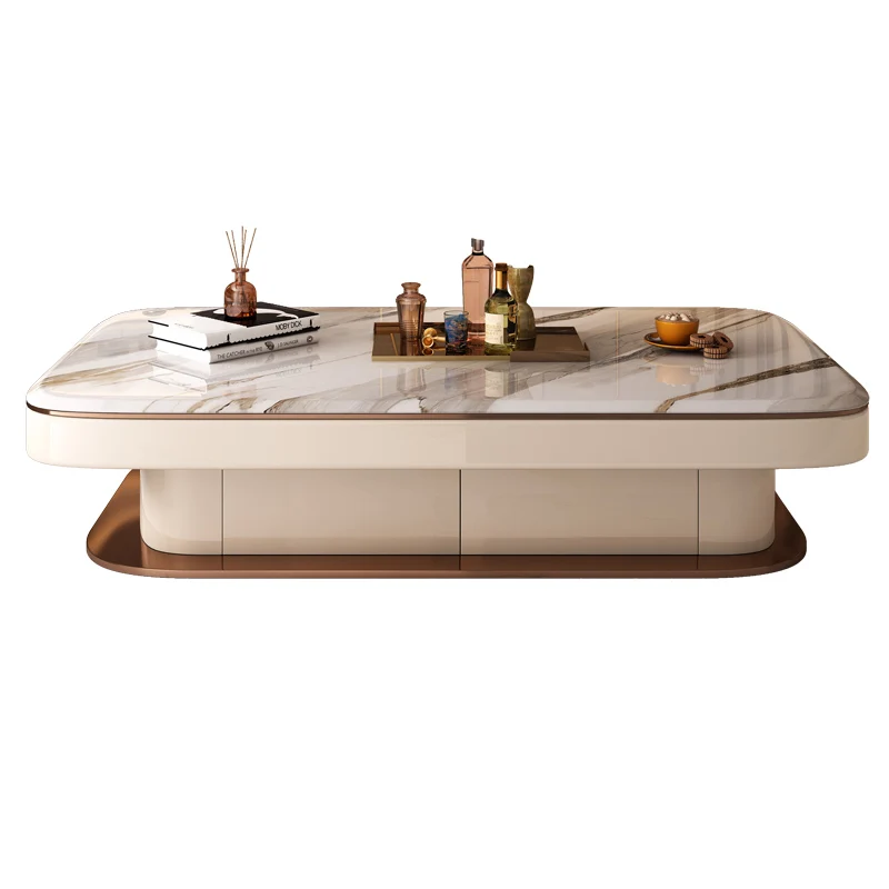 

Журнальный столик, светлый, роскошный, элитный, для виллы, с плоским полом, для гостиной, для дома, большой квартиры, приподнятый столик, журнальный столик, продвинутый мод