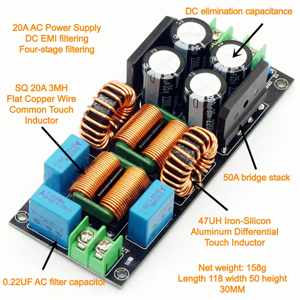 AC 110-250V Power Filter 4A 10A 20A EMI Electromagnetic Interference Filter High Frequency Power Filtering Audio Power Amplifier