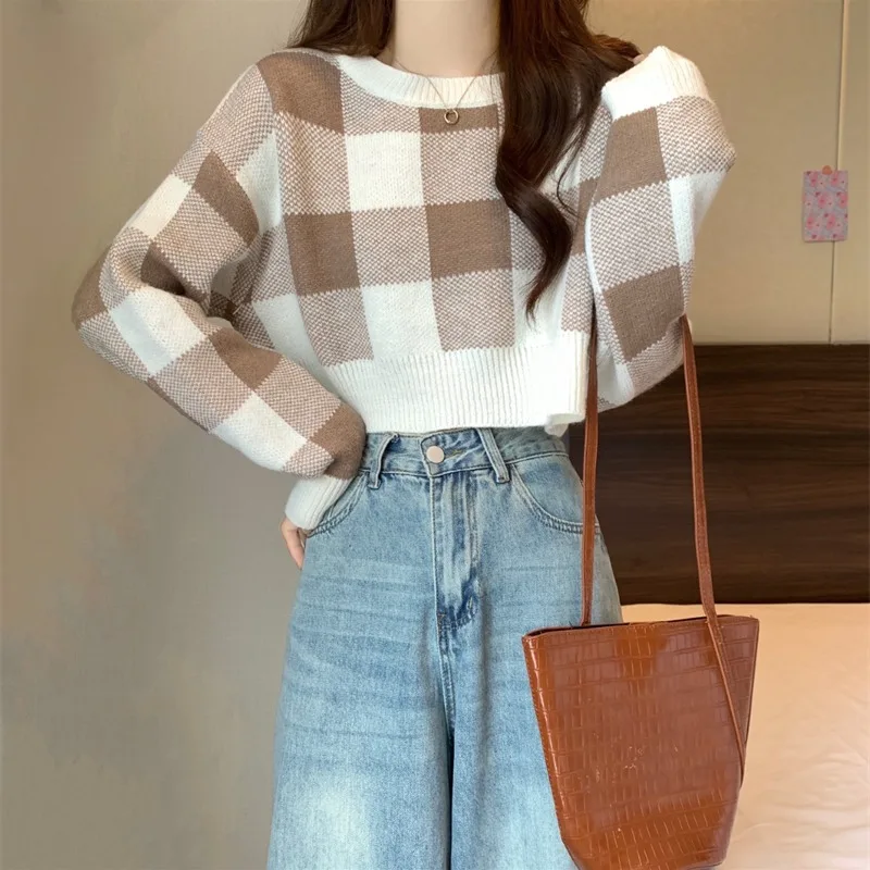 الوردي منقوشة محبوك سترة المرأة فضفاضة تناسب الجولة Ne ملابس داخلية ort Sle الخريف الشتاء Faion عادية ألياف البوليستر #4