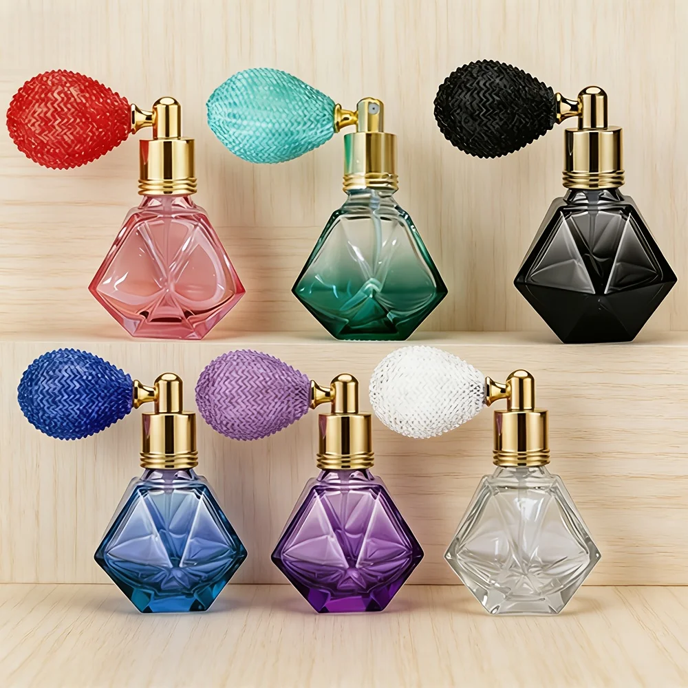 1 botella pulverizadora cosmética tipo cojín de aire, botella pulverizadora de vidrio, estilo elegante y lujoso, adecuada para llenar productos para el cuidado de la piel, purpurina de maquillaje, polvo fijador, perfume, etc. Botella de vidrio multifuncio
