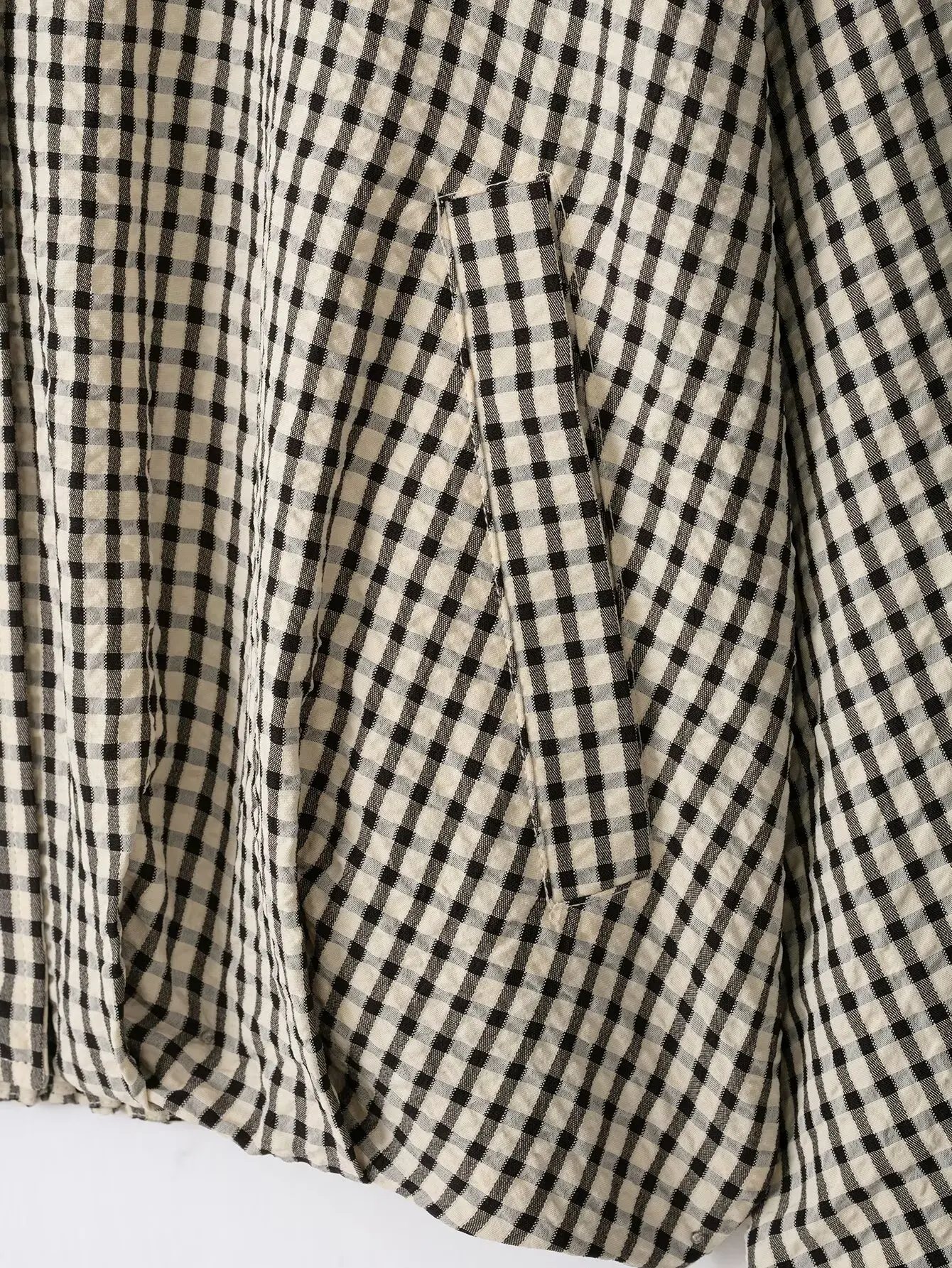 HH Damen Mode Karierter Mantel Hochkragen Langarm Reißverschluss Bomberjacke Frühling Herbst Vintage Casual Oberbekleidung Kurze Jacken – Detail 5