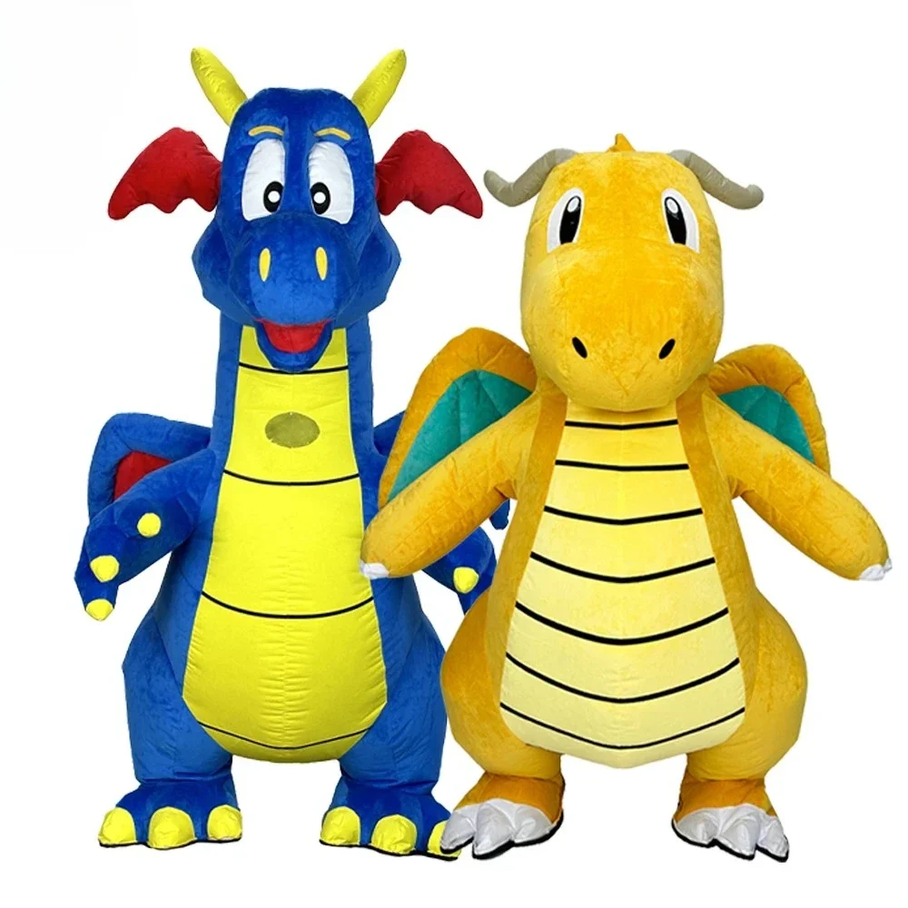 

2m/2.6m Inflatable Blue Flying Dragon Mascot Plush Clothing Adult Character Cosplay Halloween Party Props Costume No Battery