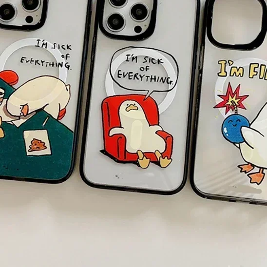 

Cartoon Duck MagSafe Phone Case Cover for IPhone 11 12 13 14 15 Pro Max Case for IPhone 15 Pro Max