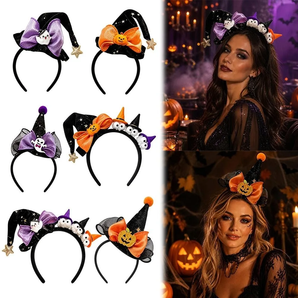 Fabric Halloween Headband Halloween Theme Pumpkin Ghost Shape Pumpkin Headband Decorative Style Ghost Headband Costume Events