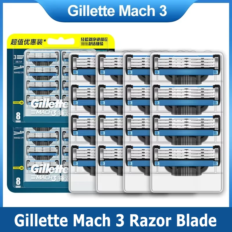 

Gillette Mach 3 Razor Head Refills Cartridges with Lubstrips 3 Layers Shaver Blades Fast Smooth Cutting Men's Beard Face Care