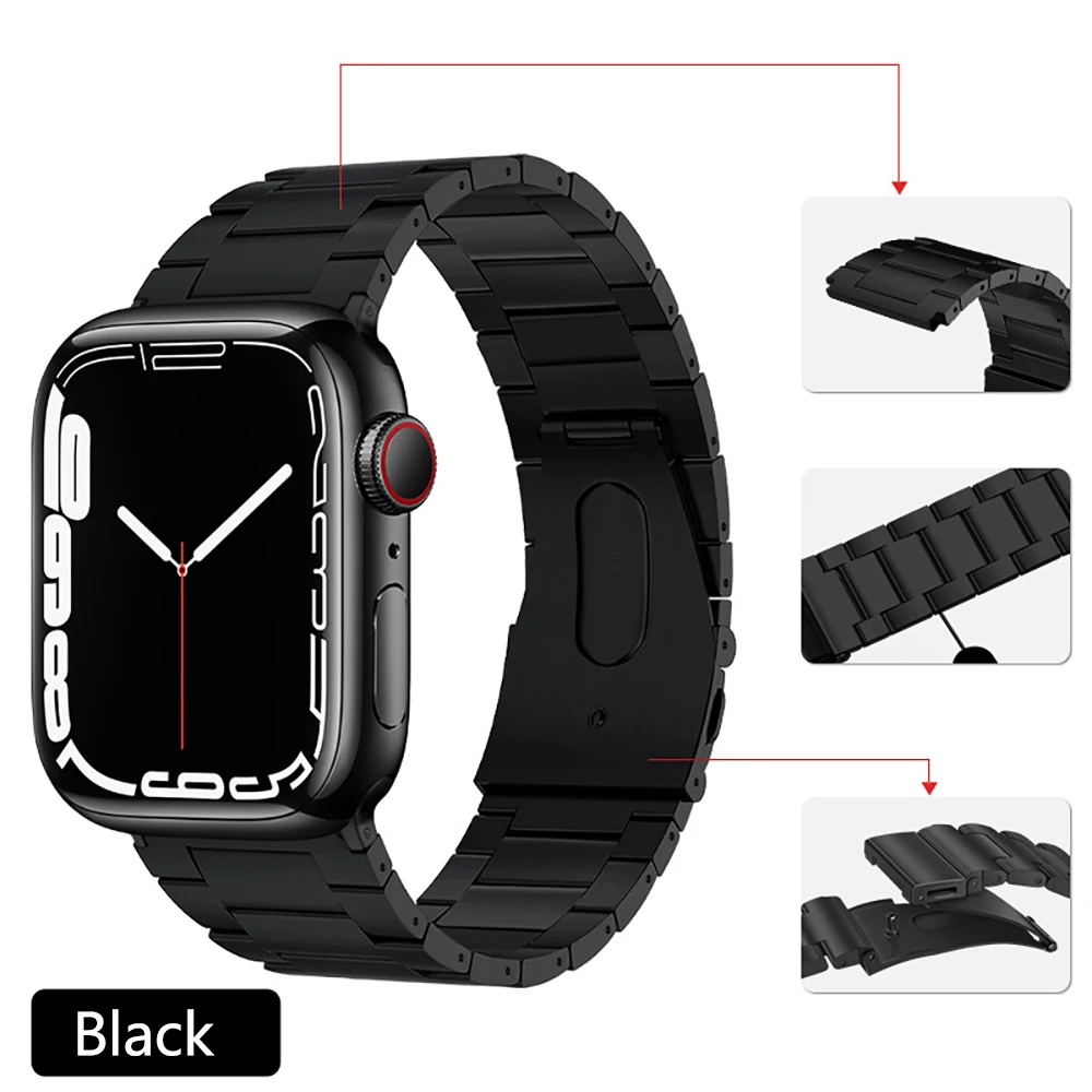 New Pure Titanium Strap for Apple Watch Ultra 49mm 8 7 45mm 41mm Metal Stainless Steel Wristband for iWatch 6543SE 44 40mm 42 38